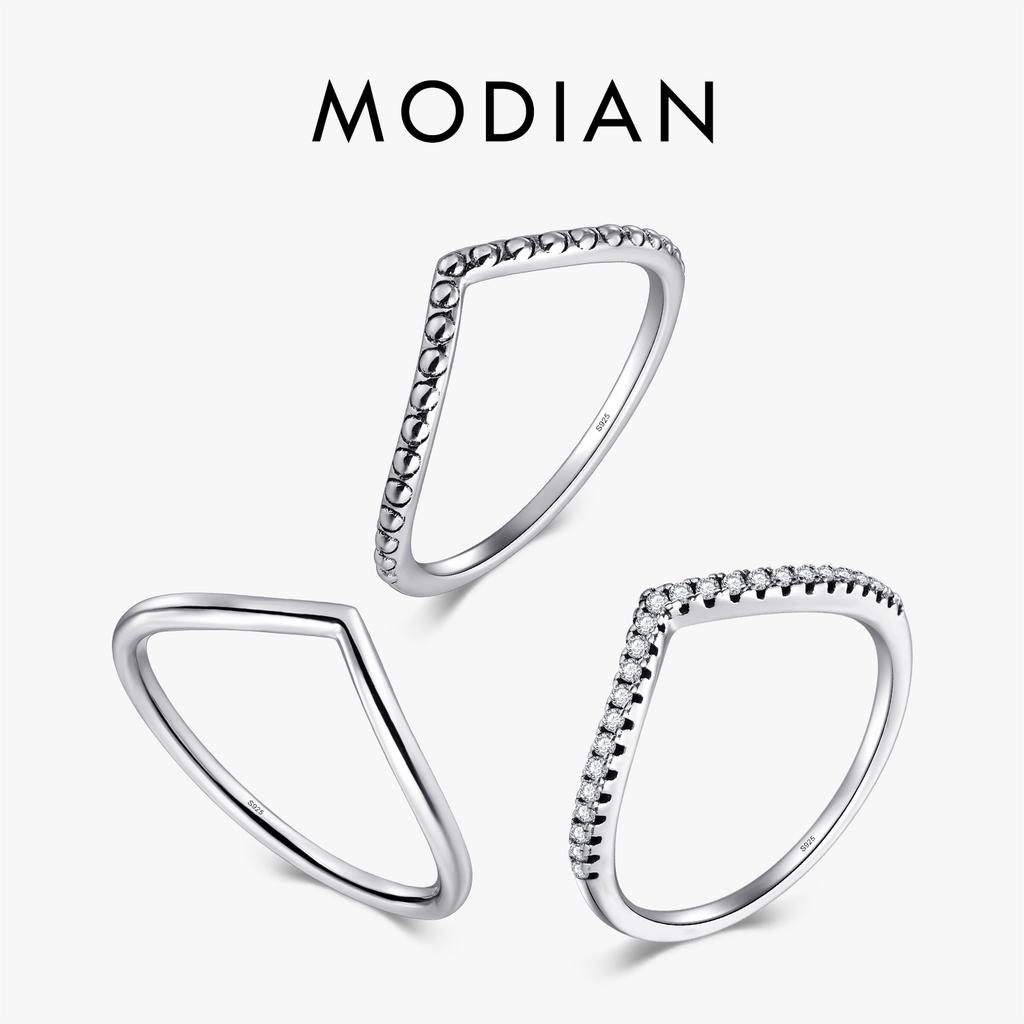 Modian 2026 New Stackable 100% 925 Sterling Silver Simple Fashion Geometric Ring Classic Finger Fine Popular Jewelry For Women