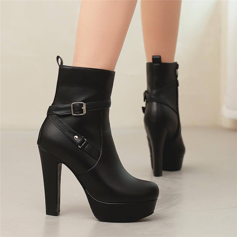 Fashion Fashion Platform Boots Women Sexy Rivets Ankle Boots For Women Red Yellow White Black Short Party Shoes Lady Footwear Size 34-46