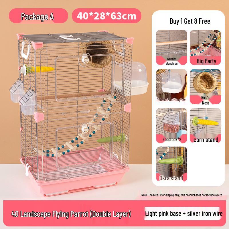 Acrylic Parrot and Budgie Cage: Large Ornamental Villa for Cockatiel, Finch & More