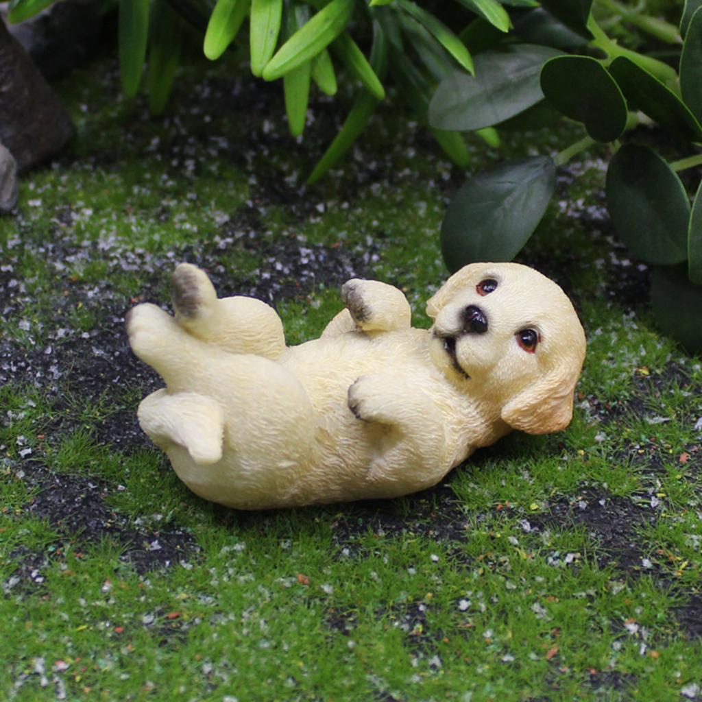 Resins Cute Golden Retrievers Puppy Dog Miniature Ornament for Garden and Landscape Decoration Labrador Figurine Statue