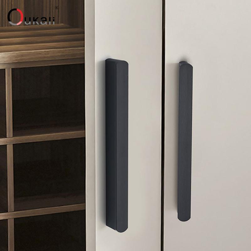 Contemporary and Contracted T Long Handle Clothes Cabinet Drawer Cabinet Golden Black Zinc Alloy Strip Door Handle Round Head