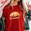 Womens Vintage Croissant TShirt Retro French Pastry Graphic Tee Casual Cotton Tshirt Summer Cute Food Lover Aesthetic Tops