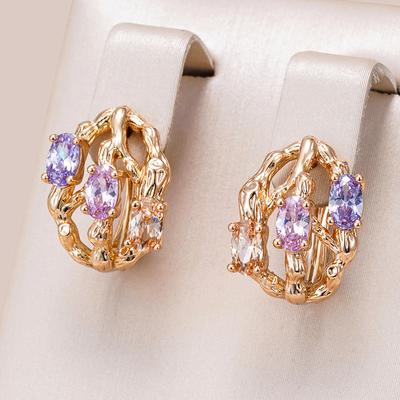 Ungewöhnliche Bunte Natürliche Zirkon-Accessoires Roségoldfarbene Hängeohrringe für Damen Mode Täglicher Vintage-Schmuck