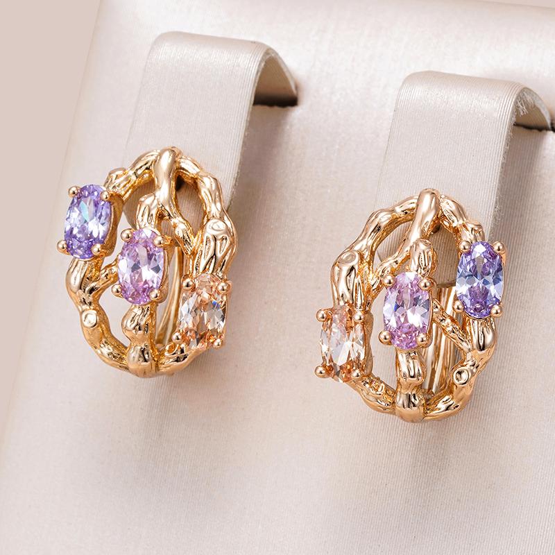 Unusual Colourful Natural Zircon Accessories  Rose Gold Color Dangle Earrings For Women Fashion Daily Vintage Jewelry