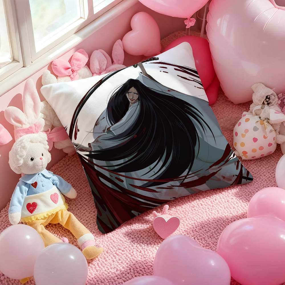 Classic Anime Unohana R-Retsu Bleach Pillow Case Comfort Sofa Bed Silky Elegant Invisible Zipper Custom Decorative Cushion Cover