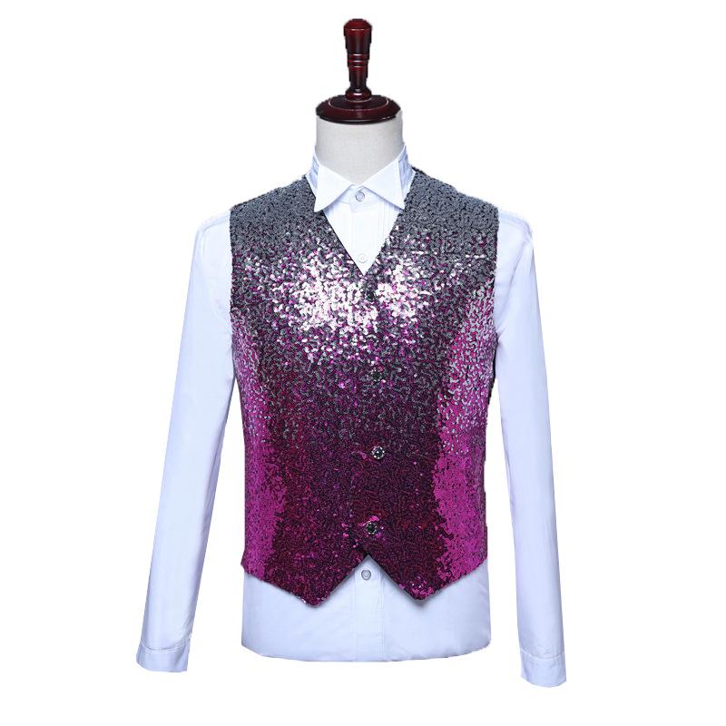 

Men s Gradient Sequin Vest for Stage Performance and Studio Photography X-Large розы красного
