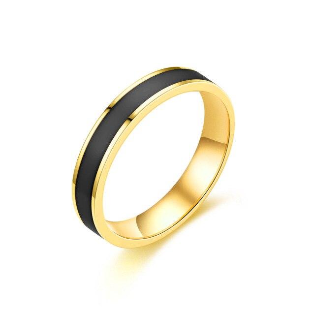 

Bxzyrt 4Mm Couple Finger Ring Stainless Steel Black White Epoxy Girls Rings Men Couples Rings Women Gold Color Engagement Rings JewelryTrendy Rings 8