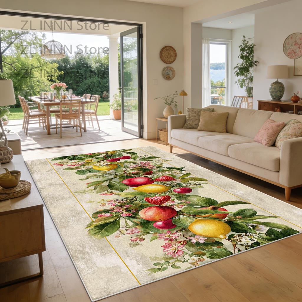 Spring Summer Floral Style Living Room Carpet Fresh Decoration Home Pastoral Area Pile Fabric Rug Sofa Bedroom Plush Floor Mat