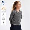 Girls' Wool Blend Cardigan with Lace Collar