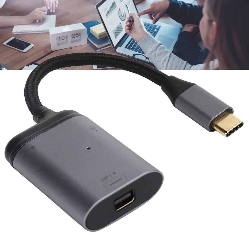 USB C to Mini DisplayPort Adapter 1.4 3.1 Converter Fast Charge for Projector TV Monitor