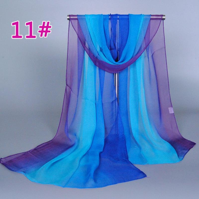 Supply imitation silk georgette silk scarf, popular bright and gradual change of color accessories scarf