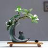 Zen Monk Ceramic Art Figurine Home Office Desk Decor Wooden Craft Vase Gift