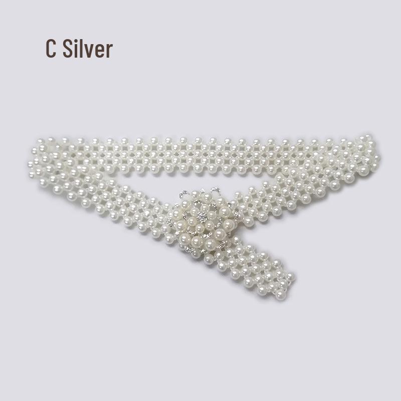 Eleganter Perlen Damen Elastischer Taillengürtel für Röcke und Kleider - Vielseitiges und Schlichtes Kettendesign