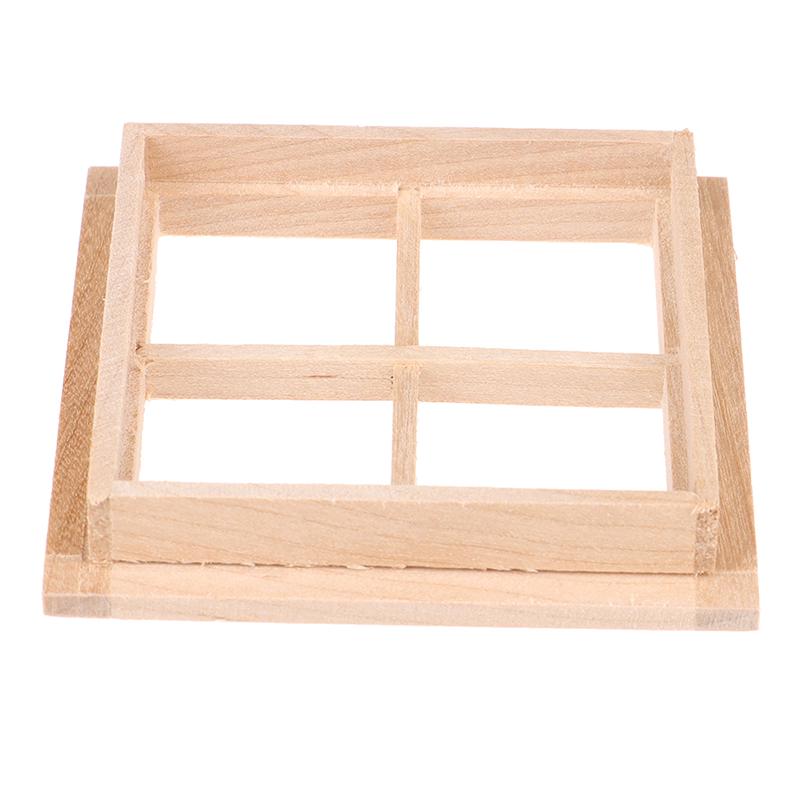 Wooden Traditional 4-Pane Window Frame 1:12 Scale Dollhouse Diy Accessory