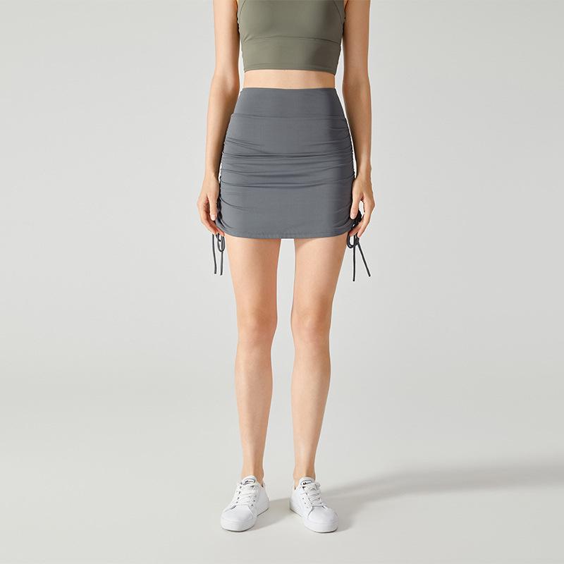 2025 Spicy Girl Style High-Waist Pleated Skirt Yoga Pants with Hip-Lifting Drawstring for Fitness