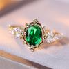 Cute Female Green Zircon Stone Ring Gold Color Wedding Jewelry Promise Engagement Rings For Women