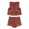 European and American style, wholesale women's clothing fashion versatile temperament decorative embroidered vest set 5770029