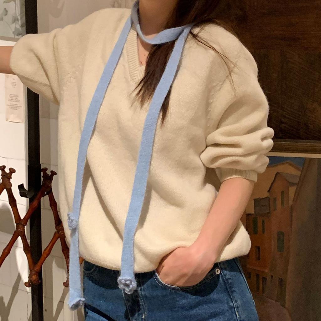 Women Skinny Scarf Flower Choker Thin Knit Belt Long Tie Scarf Bag Handle Wrap Choker Elegant Scarf Decoration