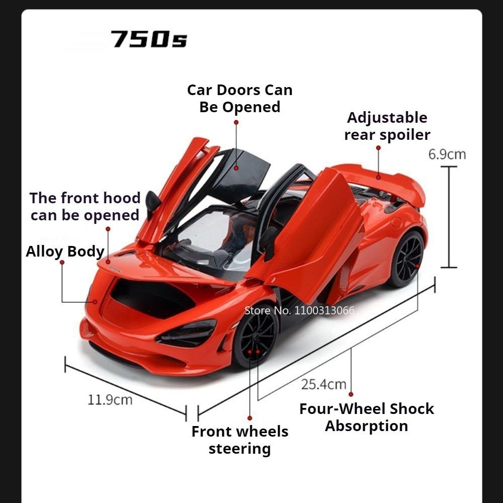 1:18 Valkyrie Model Cars Toy 750S Divo Alloy Diecast Wheel Steering Miniature Vehicle Slide Forward Sports Car Kids' Edutainment