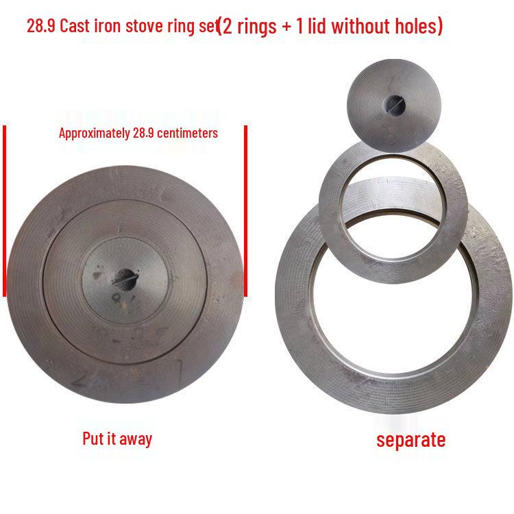 Cast Iron Firewood Stove Ring & Lid: Thickened Rustic Pot and Fire Pit Accessories