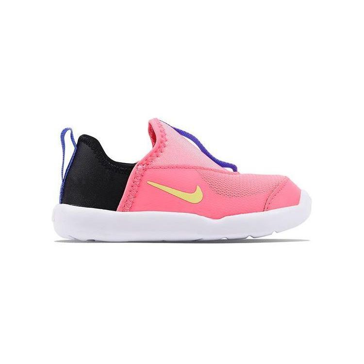 Nike Lil Swoosh Leather Fabric Comfortable Versatile Shock Absorbing Durable Low Top Walking Shoes Baby Shoes Pink Black AQ3113-607
