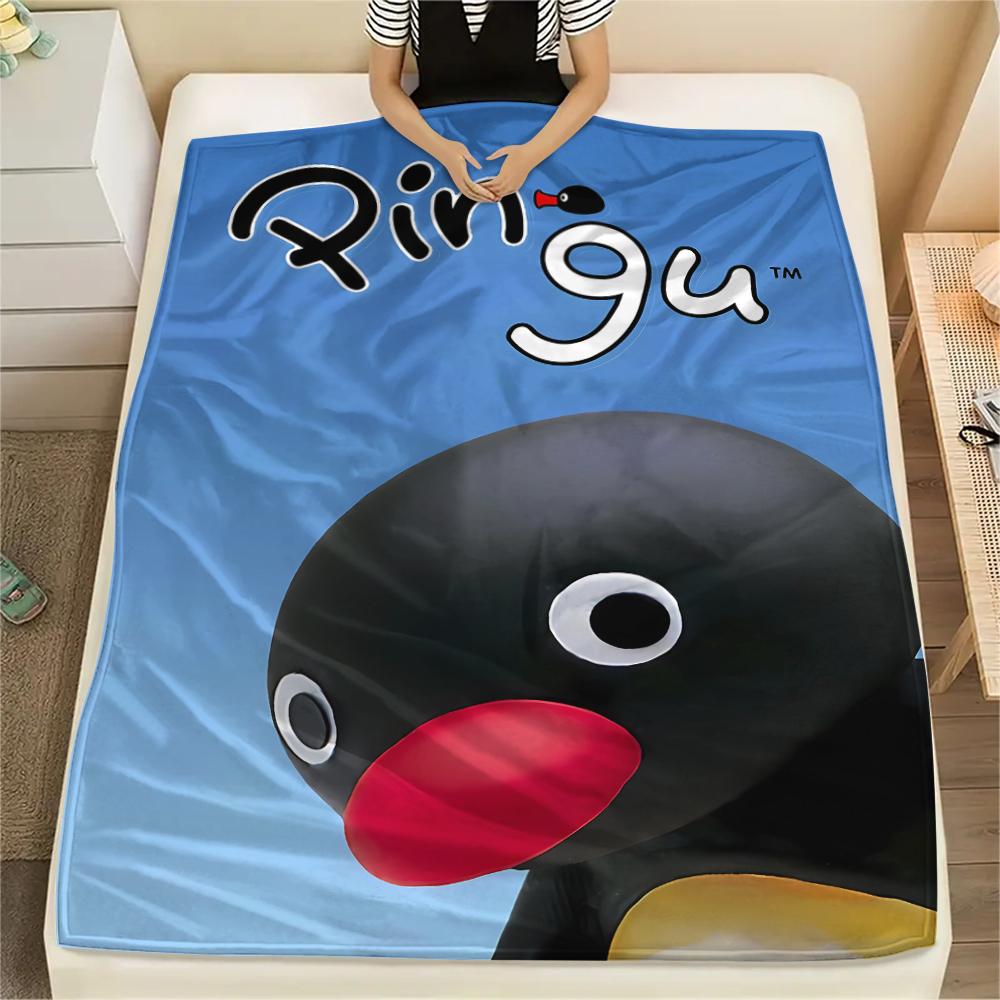 1 Stück PINGU Aufdruck Flanelldecke, Hohe Qualität für alle Jahreszeiten, Heimdekoration, Wärme und Komfort, Perfekt für Weihnachtsgeschenke