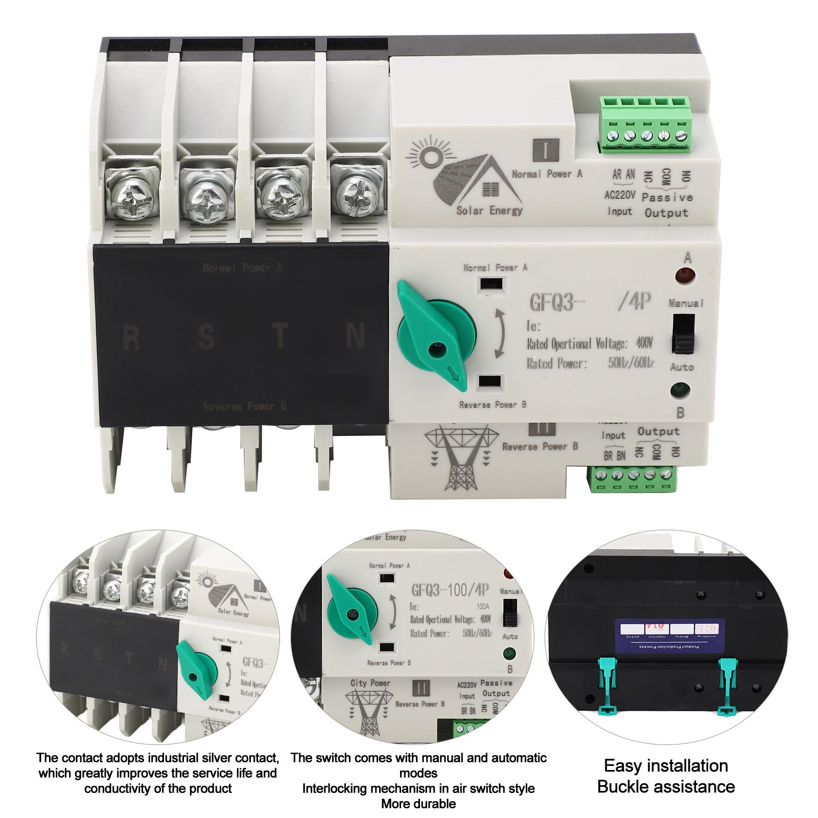 

AC400V Dual Power Automatic Transfer Switch 4P 50 Or 60Hz Dual Electronic Power Circuit Breaker for Factories Shopping