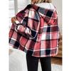 Women's Casual Plaid Hooded Jacket with Fleece Lining Woven Shirt Autumn and Winter Tops