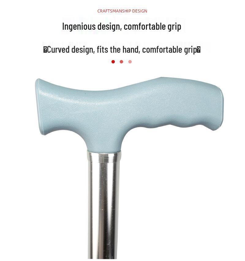 Retractable Four-Legged Walking Stick with Rubber Foot Pad, Lightweight Aluminum Alloy for Seniors