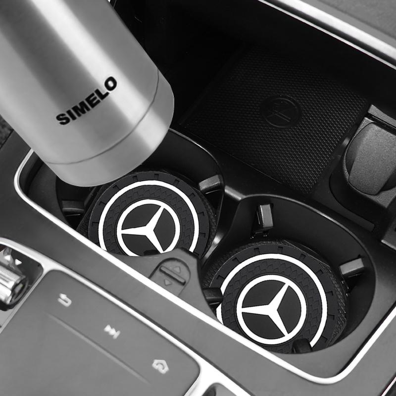 For MERCEDES BENZ AMG W203 W205 W206 W166 X253 C180 X205 PVC Car Coasters Water Cup Slots Non-Slip Mat Water Cup Pad Accessories OX9