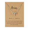 12 Constellation Pendant Necklace Zodiac Sign Jewelry Choker Necklace Charm Necklace Birthday Gifts Message Wish Card for Women