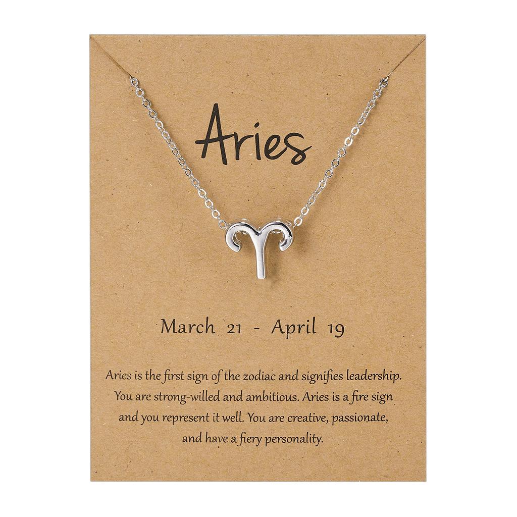 12 Constellation Pendant Necklace Zodiac Sign Jewelry Choker Necklace Charm Necklace Birthday Gifts Message Wish Card for Women