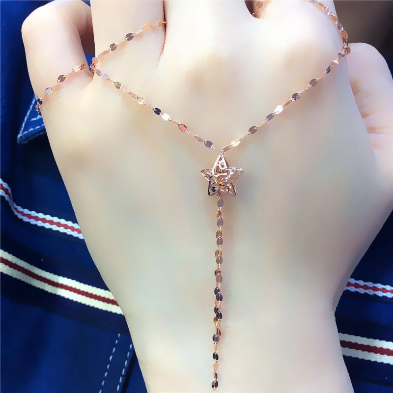 Purple Gold Star Fringe Necklace, Fashionable And Exquisite Foreign Gas-Plated Rose Gold Color Gold Necklace