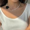 Three-Dimensional Flower Magnet Pearl Necklace Female Niche Design French Retro Versatile Temperament Fashion Neck Chain Collarbone Chain
