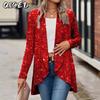 Damen Vintage Casual Solid Color Print Herbst Winter Langarm POLO Neck Jacken & Mäntel
