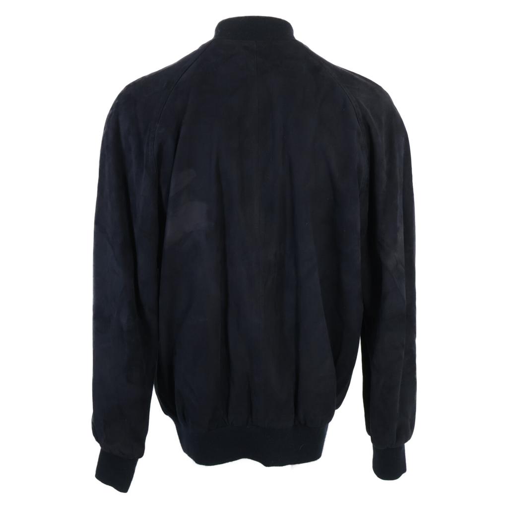 HERMES [Excellent Condition] Suede Zip-Up Bomber Jacket 48 NavyUsed