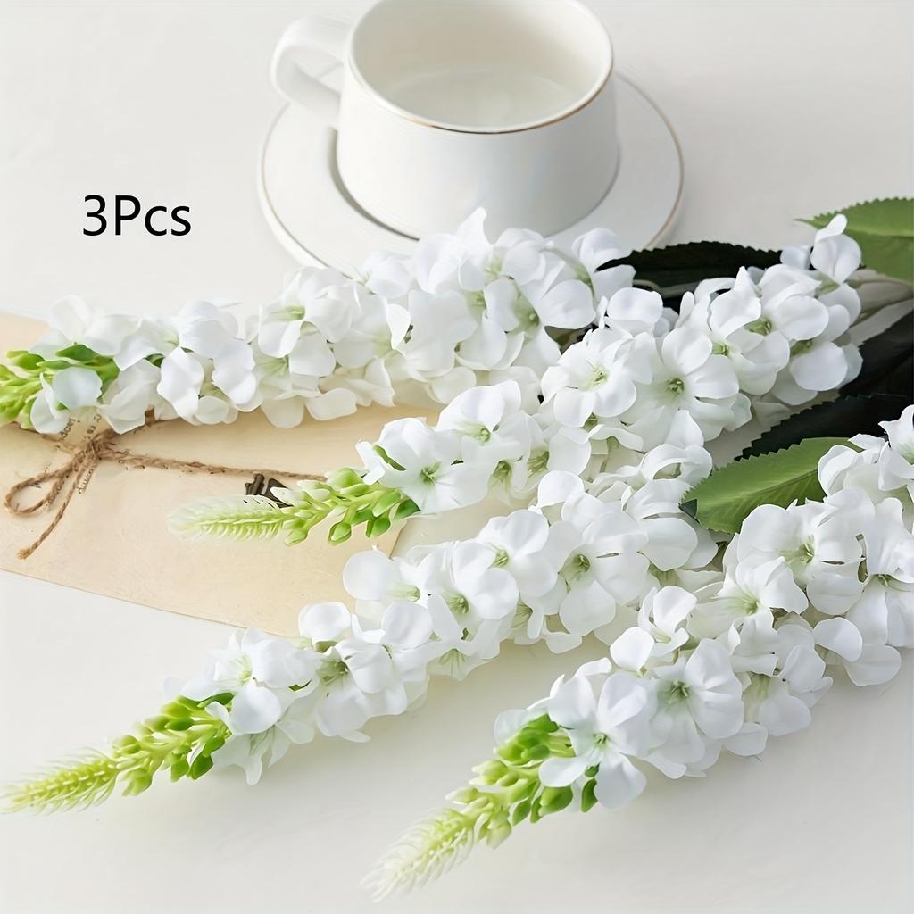 3Pcs Long Stem Flowers Artificial Larkspur Flower 73cm Silk Delphinium Flowers for Home Decor Indoor Outdoor Floral Centerpieces Wedding Decoration