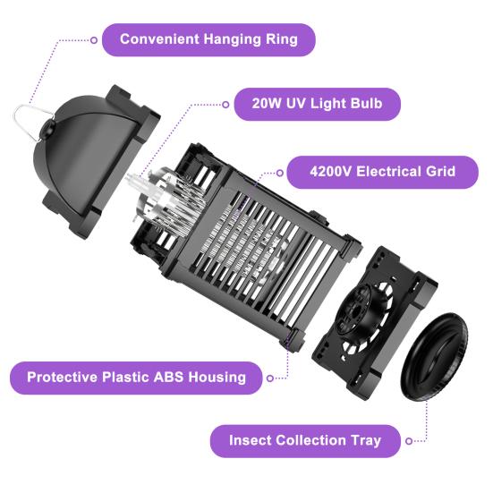 Insektenvernichter Mückenvernichter Licht Wasserdicht FR-ABS 4200V Elektrischer Schlag 20W Austauschbare Glühbirne