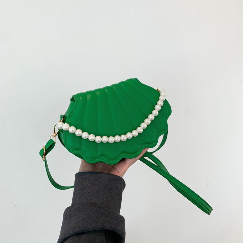 Shell Shaped Crossbody Bag Fashion Mini Shoulder Bag Womens Faux Pearl Chain Handbag ARI