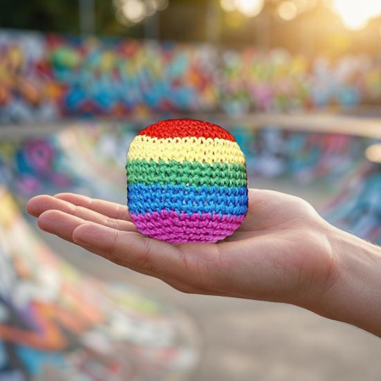 Hand Knitted Footbag Sack Set, Colorful Crochet Juggling Balls for Kids Adults, Soft Filled Sandbags for Balance And Coordination, Outdoor Game Toy