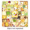 50 Sheets Cute Cartoon Food Stickers: Waterproof & DIY for Skateboards, Phones, Suitcases