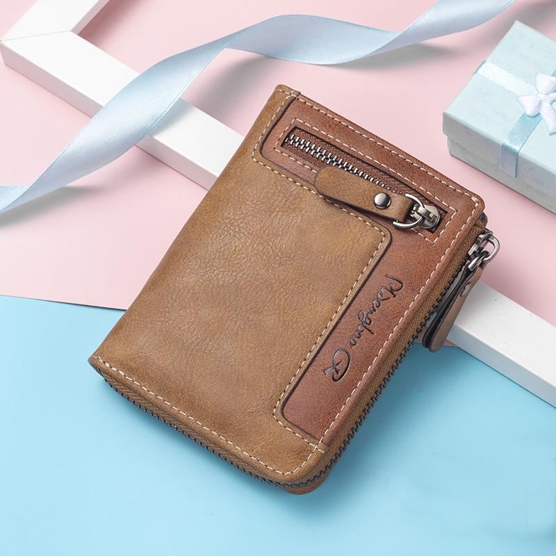 Card Holder Zipper Mens Wallet Pu Leather Wallet Vintage Zipper Coin Purse For Travel Work Shopping
