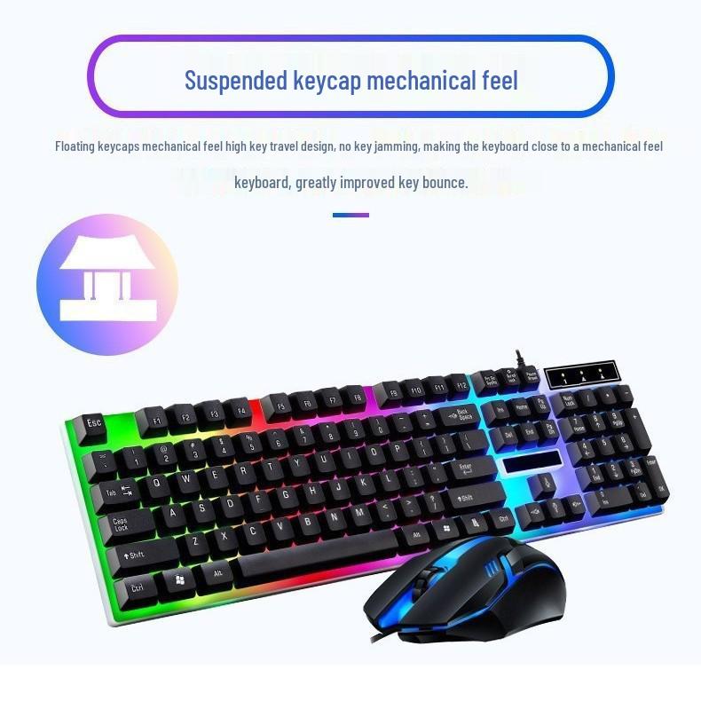 T350 Colorful Luminous Gaming/Office USB Wired Keyboard and Mouse Set