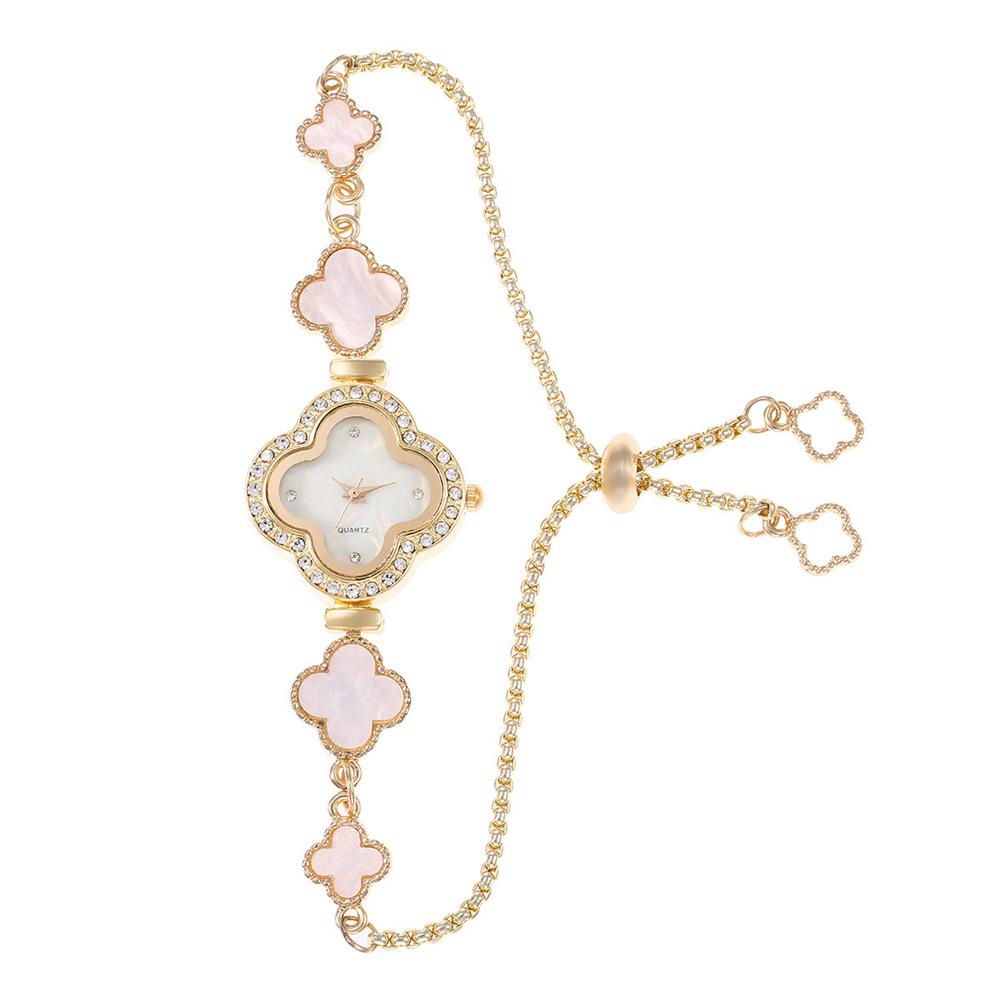 Stylish Ladies Rhinestone Bracelet Watch with Pull-out Strap золотой
