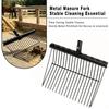 Multi-Purpose Metal Fork: Manure, Stable, Horse Farm, Iron, Hay, Leaf Rake, Equestrian, Livestock, Farm Cleaning Tool