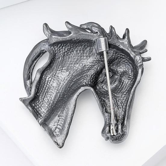 Alloy Horse Head Brooch Women Men Metal Horse Lapel Pin Animal Sweater Dress Suit Clothing Accessories Jewelry Gift
