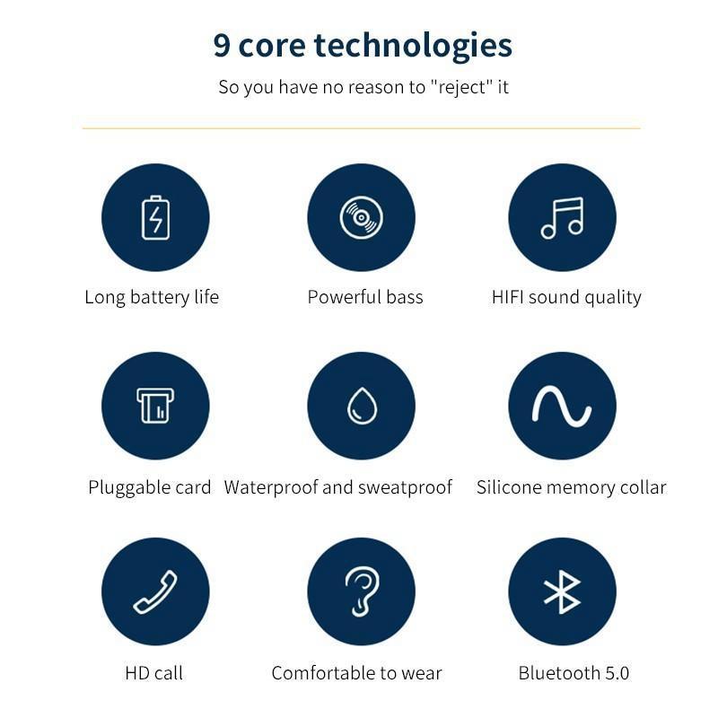 Wasserdichte drahtlose Bluetooth 5.0-Nackenbügel-Ohrhörer Sport Magnetisches Headset Ohrhörer Stereo-Kopfhörer