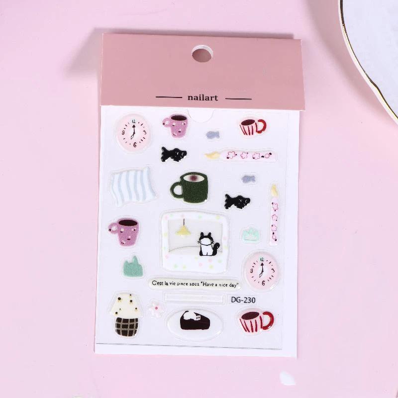 Cute Cartoon 3D Cat Dogs Crystal Epoxy Resin Stickers Kawaii Diy Journal Sticker For Mobile Phone Laptop Decor