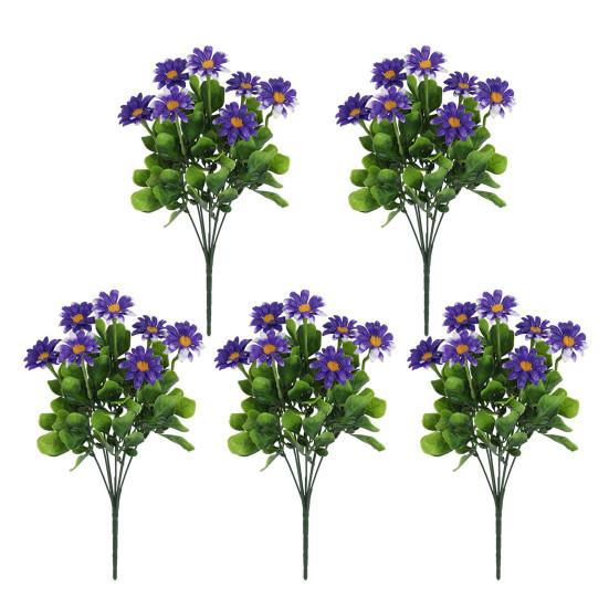 5 Pcs Faux Daisies Bundles UV Resistant Artificial Flowers Realistic Fake Fall Flowers with Bendable Stems for Flower Arrangement Indoor Decorations