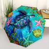 Sea Turtle, Underwater Scene Theme 8 Bone Hand Automatic Folding Umbrella, Compact and Portable Design, A Perfect Gift for Birthday, Christm